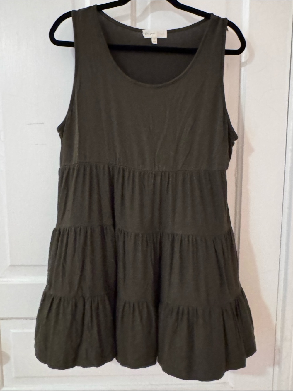 Sleeveless Tiered Mini Dress in Olive Green